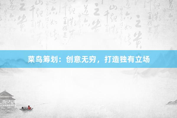 菜鸟筹划：创意无穷，打造独有立场